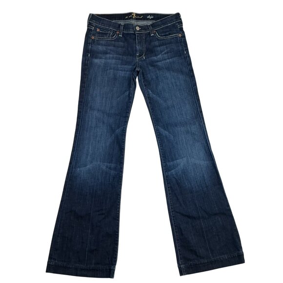 7 For All Mankind Dojo Flare Jeans Womens Size 28 Dark Wash Cotton Blend USA-Mad - Picture 7 of 12